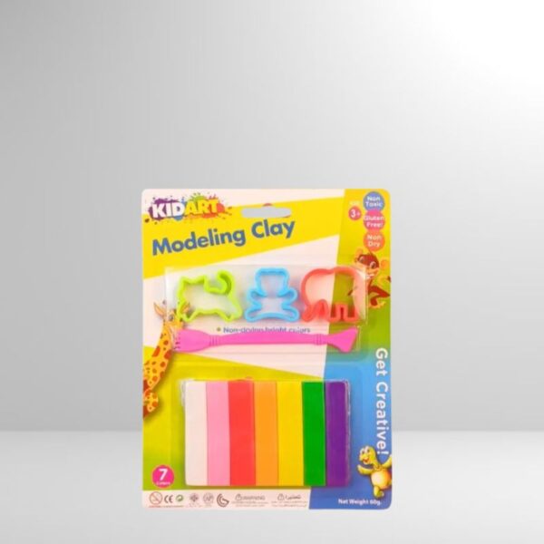 Kid Art Modeling Clay 60g. 7 colors flat strips+3 Big molds+1 craft tool